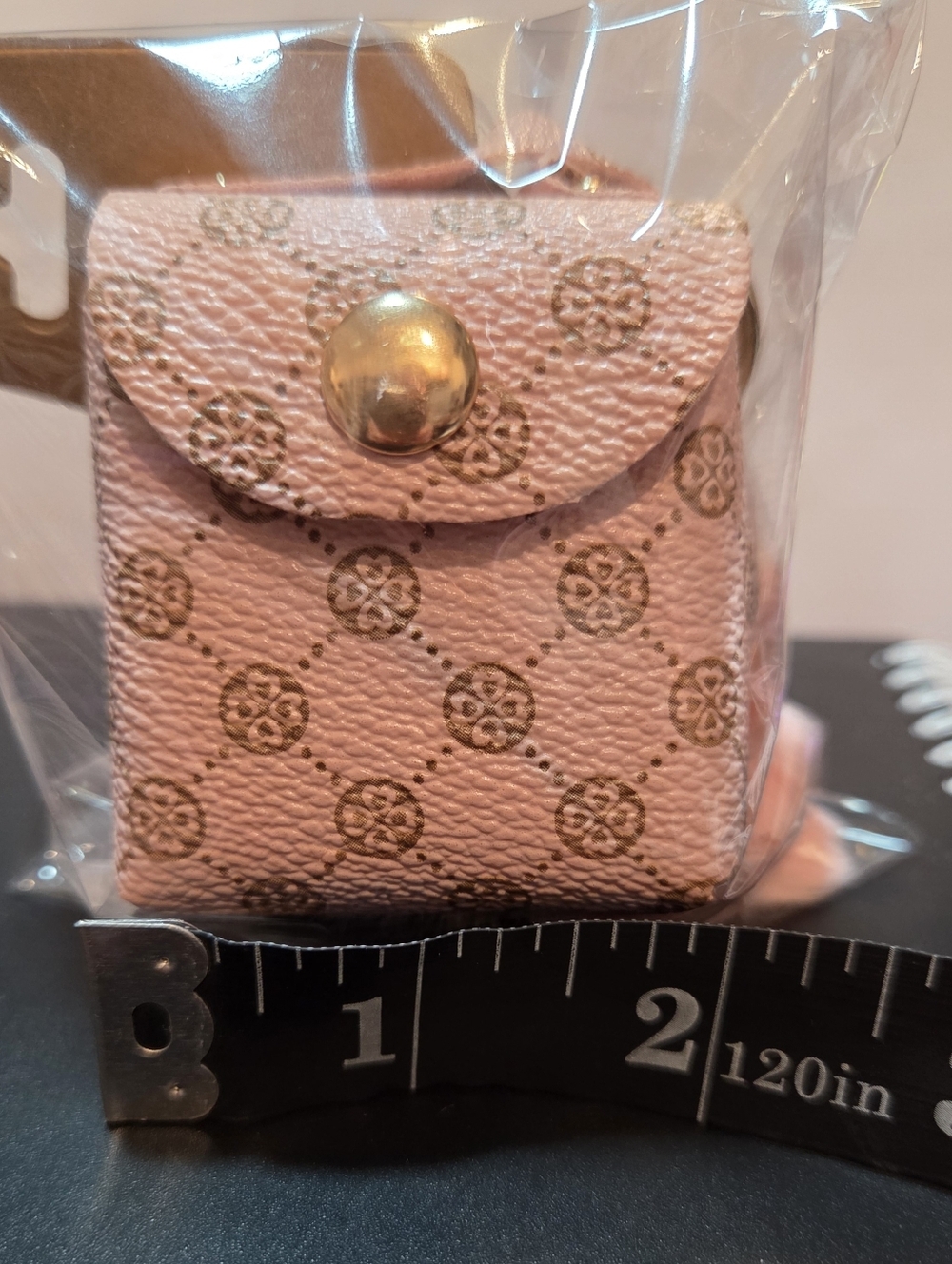 Pink Faux-Fur Pom Pom Keychain Bag Charm with Crystal Accents - Picture 13 of 14